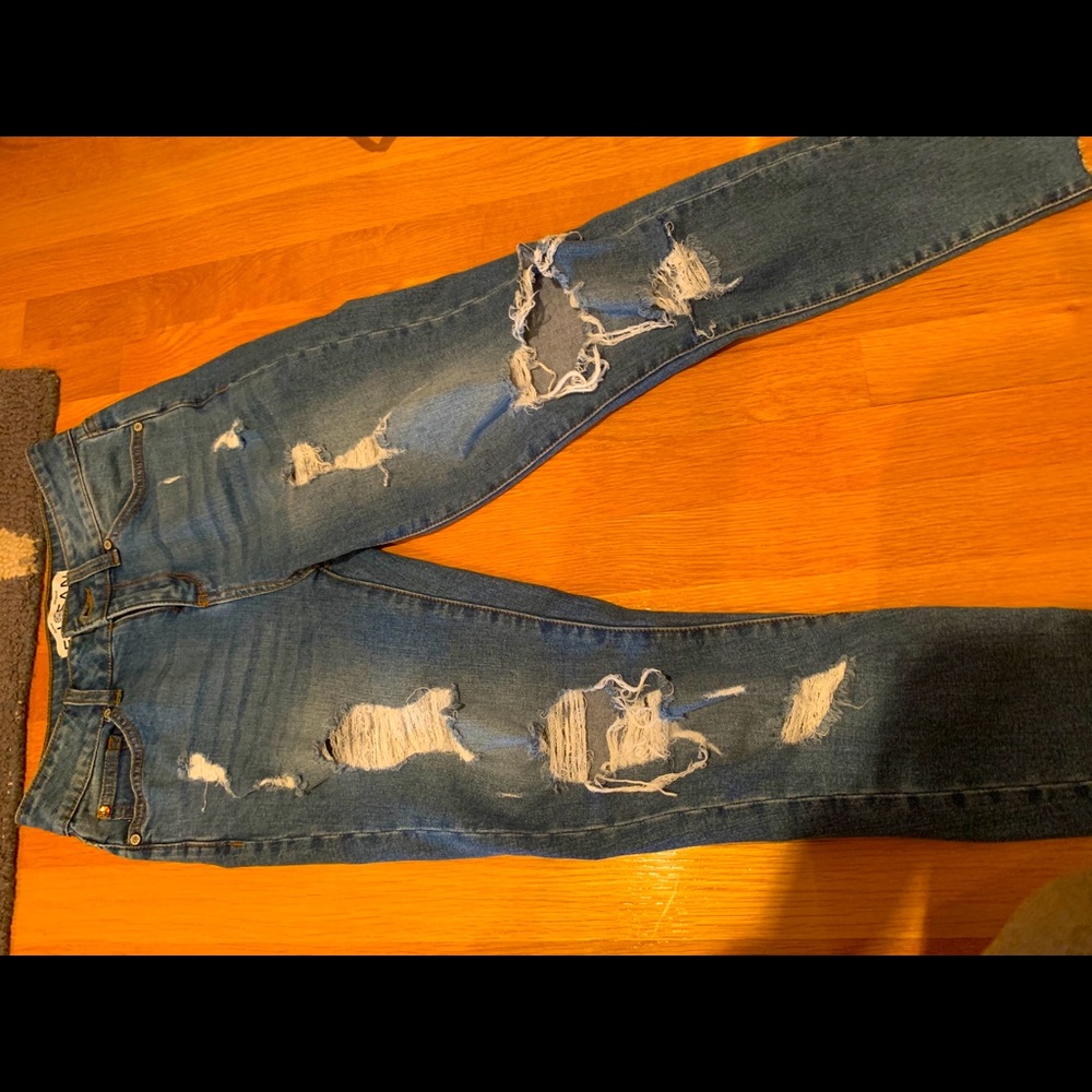 Blue ripped jeans